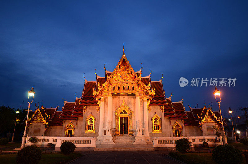 亚洲，大理石寺庙(Wat Benchamabophit)，曼谷，泰国。